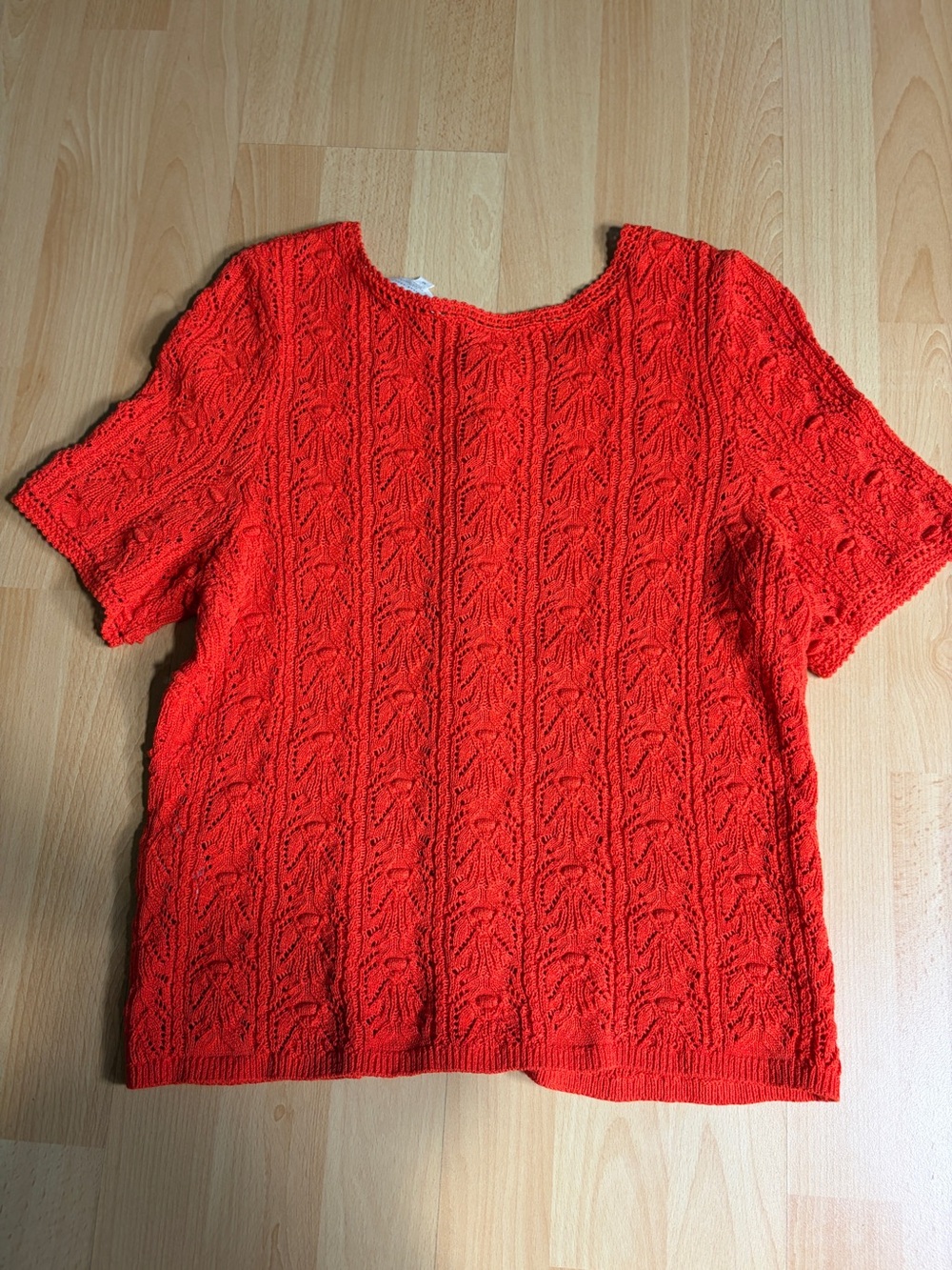Sezane Milane Red Short-Sleeve Knit Button-Up Top Size M - Picture 9 of 11